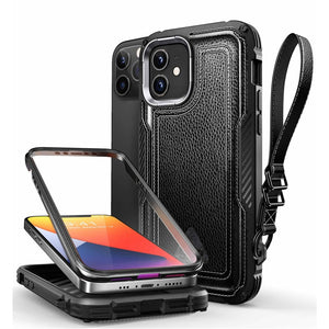 For iPhone 12 Case For iPhone 12 Pro Case 6.1 inch UB Royal Full-Body Rugged Leather Case With Built-in Screen Protector - 380230 PC + TPU / Black / United States Find Epic Store