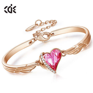 Luxury Brand Jewelry Angel Wings Rose Gold Bracelet Pink Heart Crystal Charm Bangles - 200000146 Pink / United States Find Epic Store
