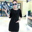 Loose Long Sleeve Splice Pocket O-neck Dress - Find Epic Store