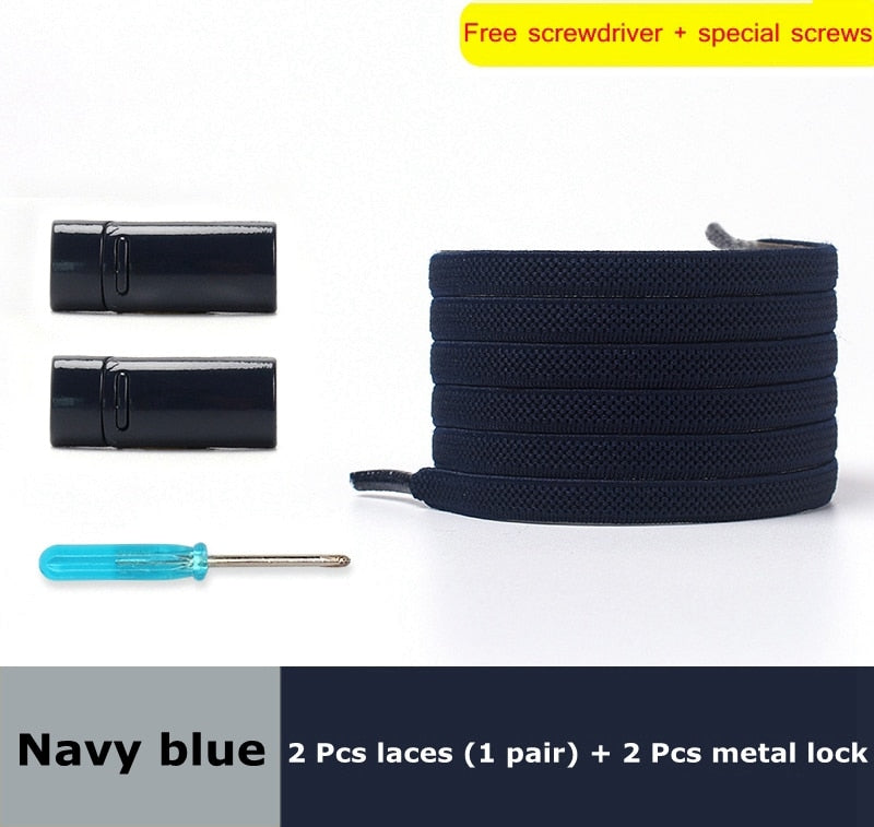 Magnetic Lock Elastic Shoelaces Flat Of Sneakers No tie Shoe Laces Metal locking Easy to put on and take off Lazy Shoelace - 3221015 Navy blue / United States / 100cm Find Epic Store