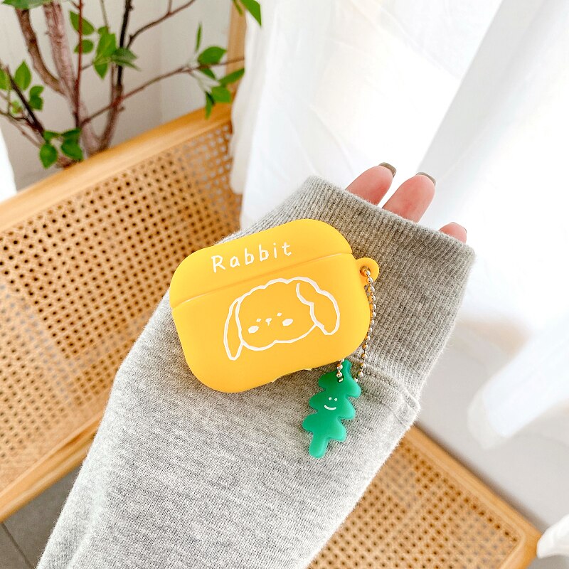 For airpods Pro Case protector fruit earphone Cover shell liquid silicone Case Anime dog Accessories for apple funny airpod Case - 200001619 United States / yellow bunny Find Epic Store