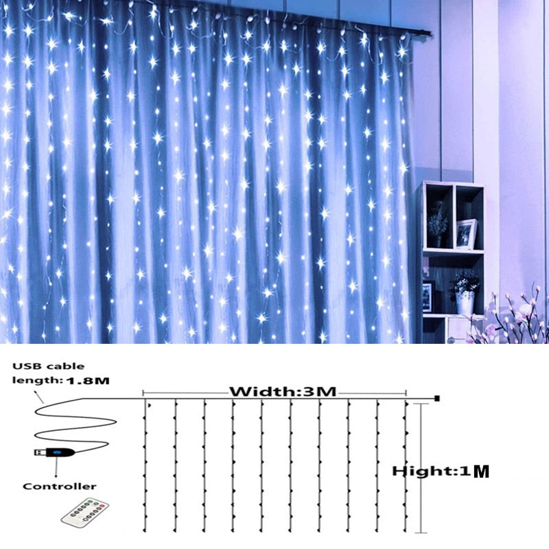 Christmas Decorations for Home 3m Curtain String Light Flash Fairy Garland Home Decor Navidad 2021 Xmas Decoration New Year 2022 - 0 Find Epic Store