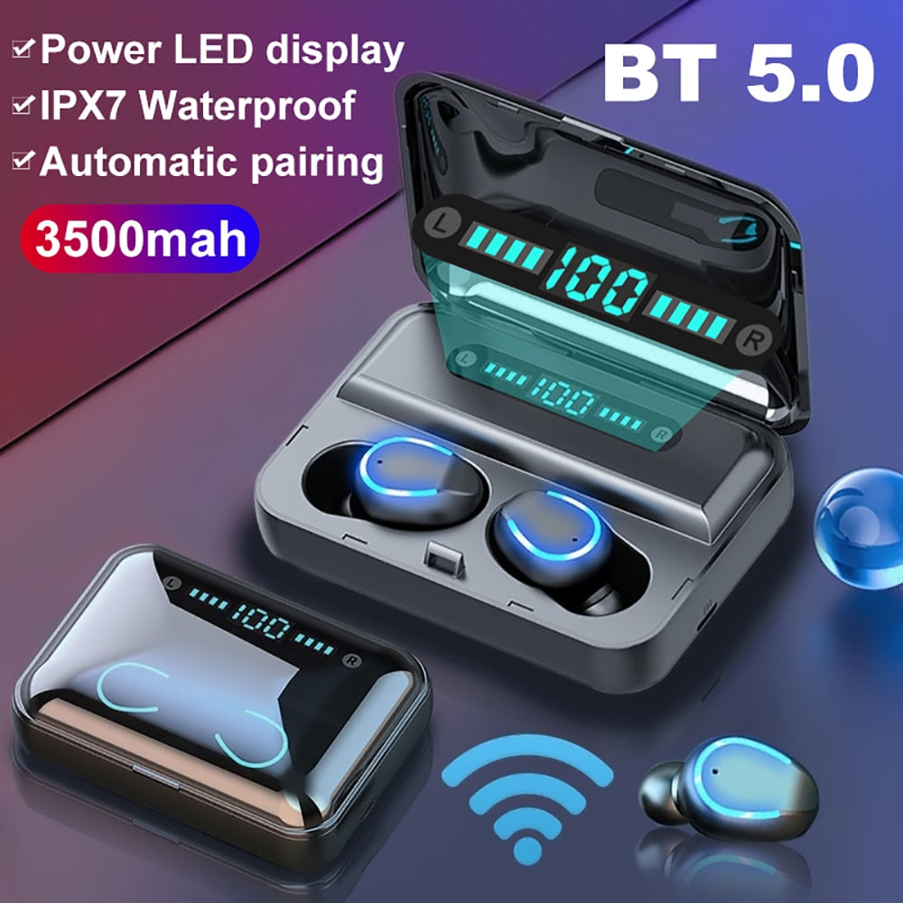 Waterproof Bluetooth 5.0 Wireless Earphones CVC 8.0 Noise Reduction Touch LED Digital Display Earbuds with 3500mAh Charging Box - 63705 Find Epic Store