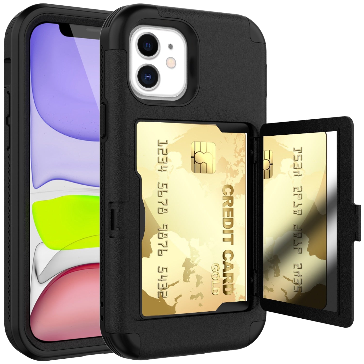 For iPhone 12 mini Pro Max Case With Wallet Card Hidden Credit Card Cover For iPhone 12 Pro Max with mirror Case for iPhone 12 - 380230 Find Epic Store