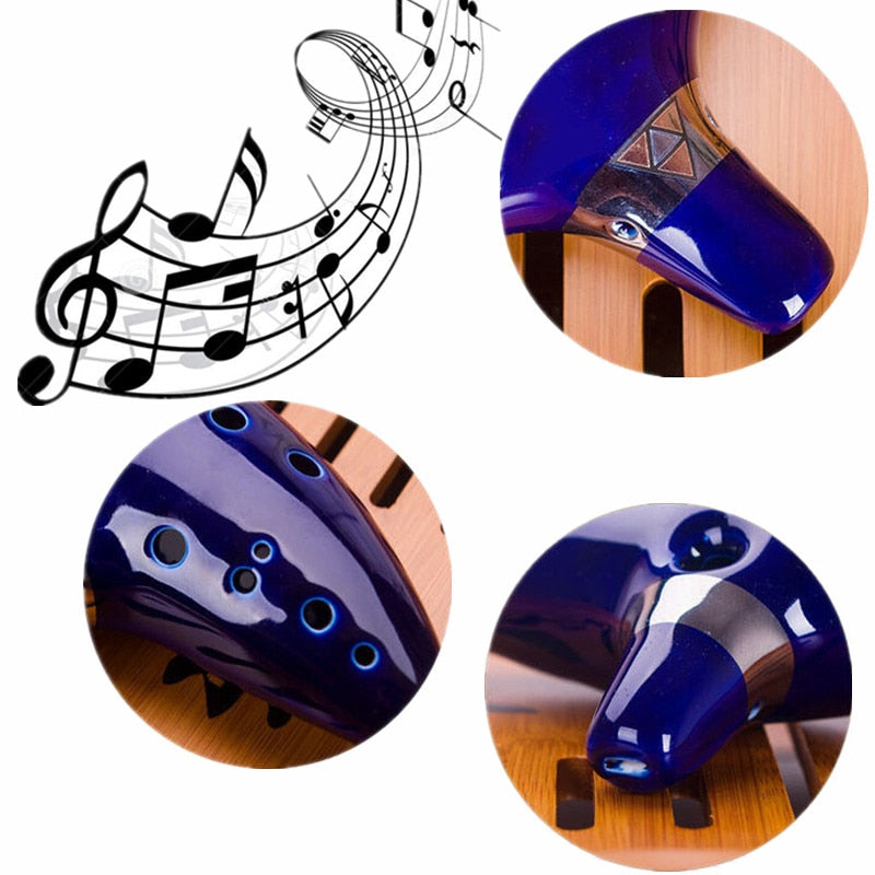 Professional 12 Hole Ocarina Ceramic Alto Tone C of Ocarina Flute Blue Instrument with Neck Strap Cord and Music Book - 200233142 Find Epic Store