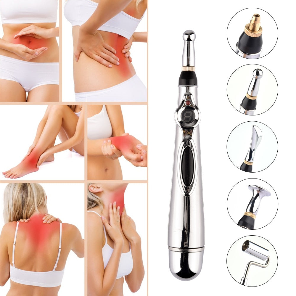 Electric Acupuncture Magnet Therapy Pen Acupuncture Pen 5 Massage Heads Body Massage Meridian Energy Pen Pain Relief 9 Gears - 200367162 Find Epic Store