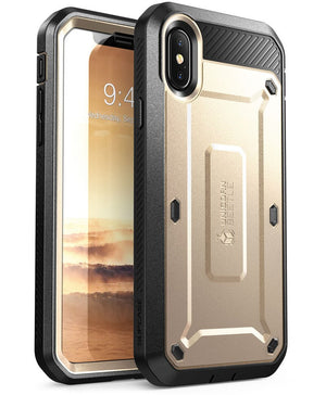 For iPhone X XS Case UB Pro Series Full-Body Rugged Holster Clip Case with Built-in Screen Protector For iphone X Xs - 380230 PC + TPU / Gold / United States Find Epic Store