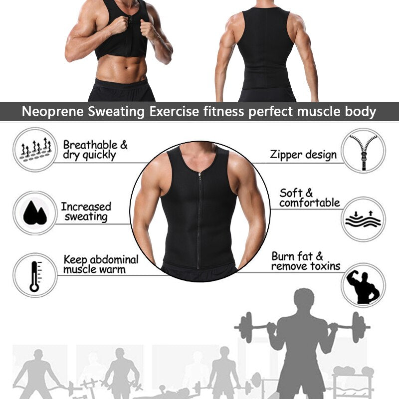 Men Neoprene Zipper Waist Trainer Vest Shapewear Body Shaper Slimming Workout Thermal Muscle Underwear Shapers Fajas Top - 200001873 Find Epic Store