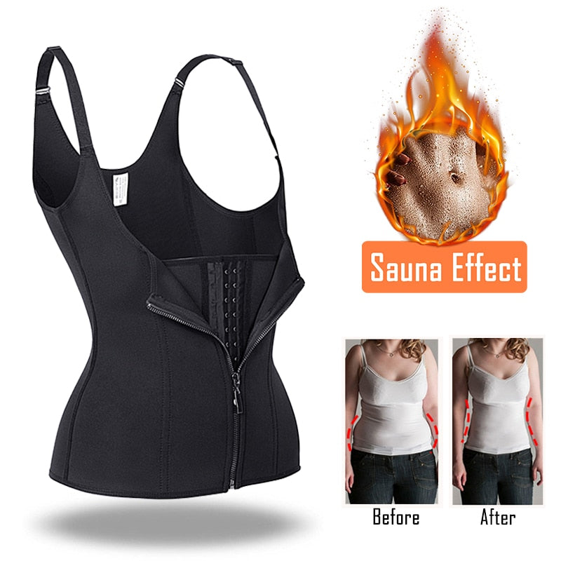 Women Body Shapes Neoprene Sauna Sweat Vest Waist Trainer Slimming Tummy Control Trimmer Corset Workout Thermo Shapewear Black - 31205 Find Epic Store