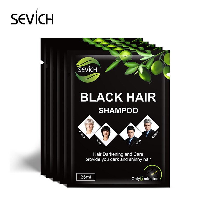 5Pcs/Lot Sevich Black Hair Shampoo Fast Dye Grey White to Black Only 5 Minutes Noni Plant Essence Natural Lasting Months - 200001173 Find Epic Store