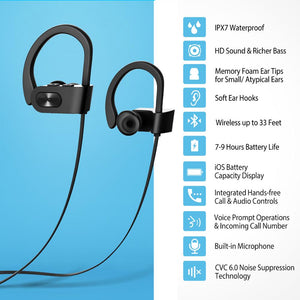 Mpow Flame Bluetooth Sport Earphone Headphones Waterproof IPX7 Wireless Earbuds 7-9 Hours Playback Noise Cancelling Headsets - 63705 Find Epic Store