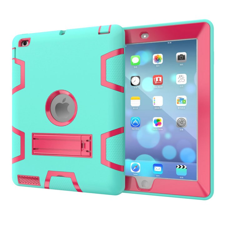 Case For Apple iPad 2 iPad 3 iPad 4 Cover High Impact Resistant Hybrid Three Layer Heavy Duty Armor Defender Full Body Protector - 200001091 Mint Green and Rose / United States Find Epic Store