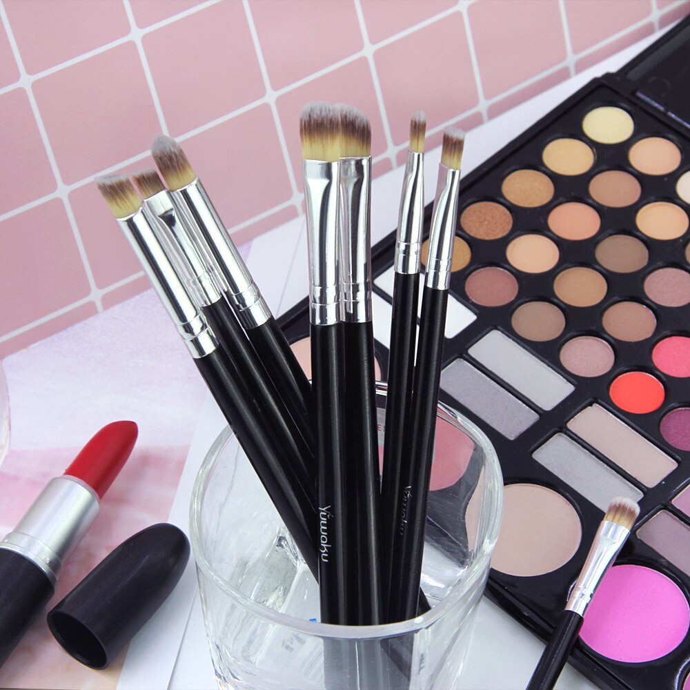 8pcs Fashion Style Black Eye Shadow Makeup Brush Set Pro Eye Makeup Brush Set Concealer Blending Makeup Brushes Kits - 200001189 Find Epic Store