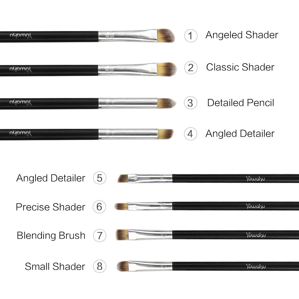 8pcs Fashion Style Black Eye Shadow Makeup Brush Set Pro Eye Makeup Brush Set Concealer Blending Makeup Brushes Kits - 200001189 Find Epic Store