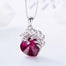 Fuchsia Heart Pendant Necklace with Crystal Feather Necklace - 200000162 Find Epic Store