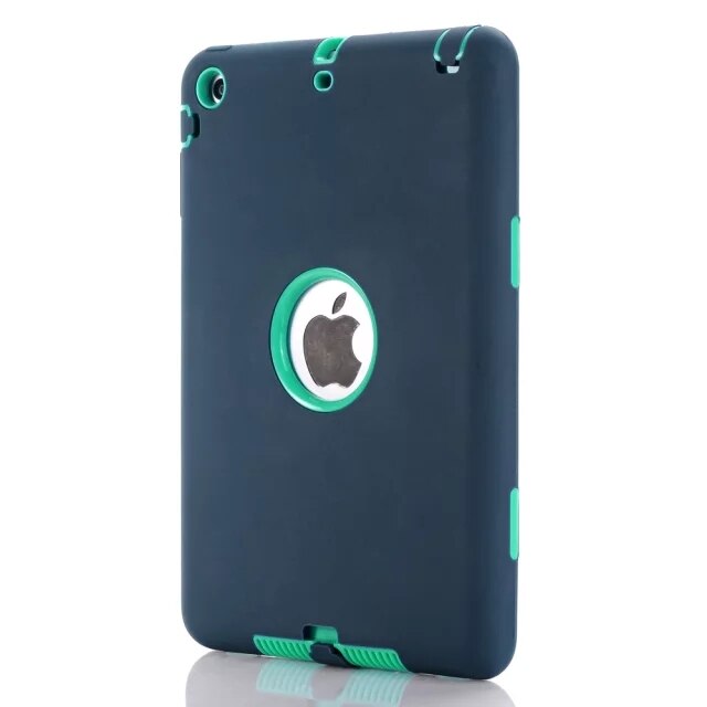 For iPad mini 1/2/3 Retina Kids Baby Safe Armor Shockproof Heavy Duty Silicone Hard Case Cover Screen Protector Film+Stylus Pen - 200001091 dark blue and green / United States Find Epic Store