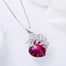 Fuchsia Heart Pendant Necklace with Crystal Feather Necklace - 200000162 Find Epic Store