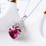Fuchsia Heart Pendant Necklace with Crystal Feather Necklace - 200000162 Find Epic Store
