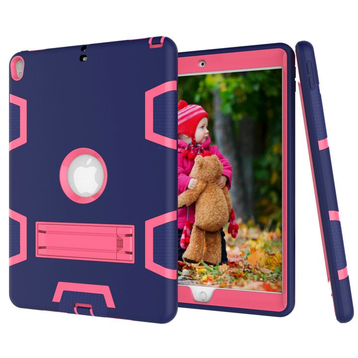 For iPad Pro 10.5" Case A1701/A1709,High Impact Resistant Hybrid 3 Layers Cover Heavy Duty Defender 360 Full Body Protect Cases - 200001091 Navy Blue Rose / United States Find Epic Store