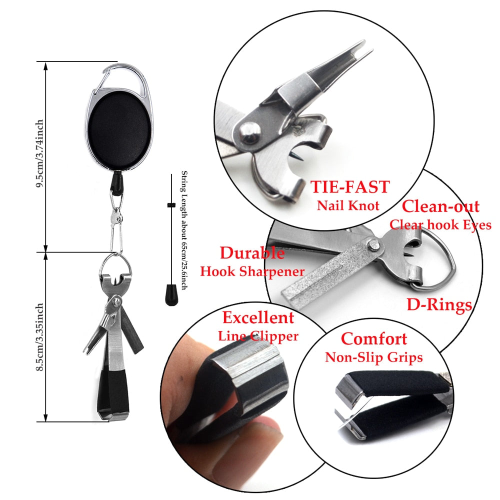 Pro Fast Tie Fishing Quick Knot Tool Nail Knotter Tying Line Cutter Clipper Nipper w/ Zinger Retractor Tackle Accessories - 200075142 Find Epic Store
