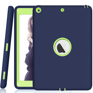 For New iPad 9.7" 2017 Case Cover, High-Impact Shock Absorbent Dual Layer Silicone+Hard PC Bumper Protective Case A1822/A1823 - 200001091 Navy Blue and Green / United States Find Epic Store