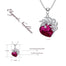 Fuchsia Heart Pendant Necklace with Crystal Feather Necklace - 200000162 Find Epic Store