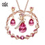 Women Wedding Jewelry Set Embellished with Crystals Rose Flower Pendant Necklace Earrings Bracelet 3PCS/SET - 100007324 Find Epic Store