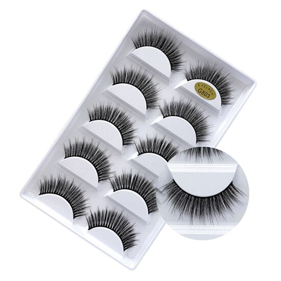 New 5 Pairs of 3D Natural Long Lasting Thick Eyelash Extension - 200001197 G803 / United States Find Epic Store