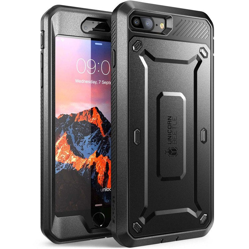 iPhone 5/5s/SE/SE 2020/6/6s/6 Plus/7/7 Plus/8/8 Plus/X/XS - Full-Body Rugged Case with Built-in Screen Protector - 380230 For 5 5S SE / Black Find Epic Store