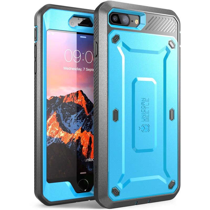 For iPhone 8 Plus Case UB Pro Series Full-Body Rugged Holster Protective Cover with Built-in Screen Protector - 380230 PC + TPU / Blue / United States Find Epic Store