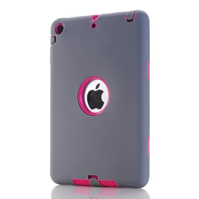 For iPad mini 1/2/3 Retina Kids Baby Safe Armor Shockproof Heavy Duty Silicone Hard Case Cover Screen Protector Film+Stylus Pen - 200001091 gray and hot pink / United States Find Epic Store