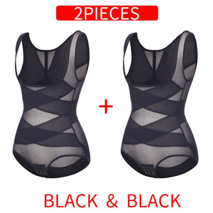 Women Body Shaper Waist Trainer Slimming Tummy Control Shapewear Breathable Shapers Modeling Belt Bodysuits Summer Corset - 31205 Two Pieces Black / S / United States Find Epic Store