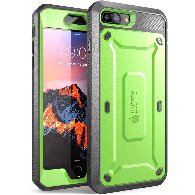 For iPhone 7 Plus Case UB Pro Full-Body Rugged Holster Clip Case Protective Cover with Built-in Screen Protector - 380230 PC + TPU / Green / United States Find Epic Store