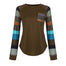Long Sleeve Patchwork Tops T-shirt - 200000791 Find Epic Store