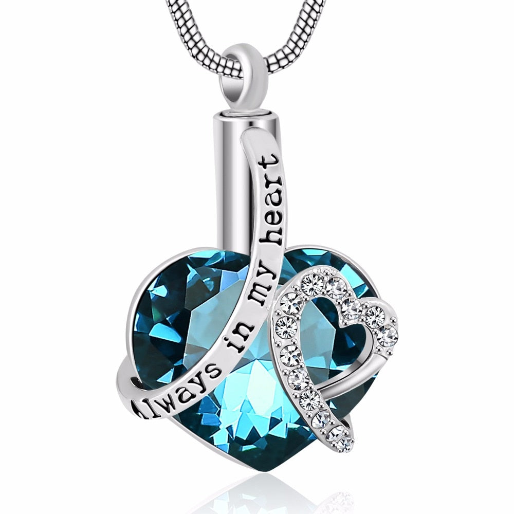 Always in my heart Locket screw Heart cremation memorial ashes urn birthstone necklace jewelry keepsake pendant - 200000162 Find Epic Store