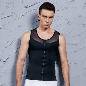 Mens Chest Compression Shirt Gynecomastia Vest Slimming Shirt Body Shaper Tank Top Front Zipper Corset For Man Shapewear - 0 black / S / United States Find Epic Store