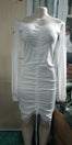 White Slash Neck Long Sleeve Dress - 200000347 Find Epic Store