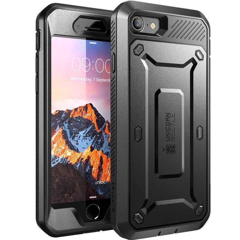 For iPhone 8 Case 4.7 inch UB Pro Series Full-Body Rugged Holster Protective Case Cover with Built-in Screen Protector - 380230 PC + TPU / Black / United States Find Epic Store