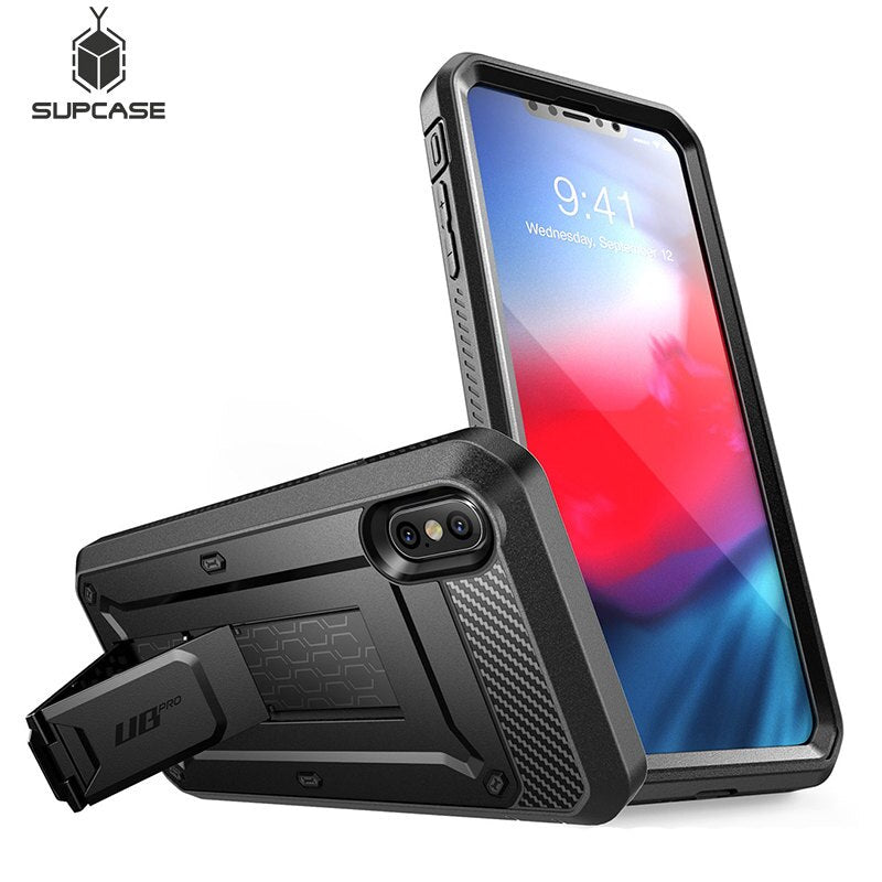 For iPhone Xs Max Case 6.5 inch UB Pro Full-Body Rugged Holster Case with Built-in Screen Protector & Kickstand - 380230 Find Epic Store