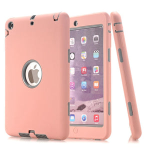 For iPad mini 1/2/3 Retina Kids Baby Safe Armor Shockproof Heavy Duty Silicone Hard Case Cover Screen Protector Film+Stylus Pen - 200001091 Rose Gold and Gray / United States Find Epic Store