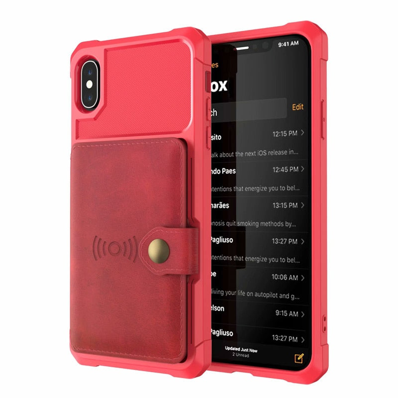 Luxury PU Leather Wallet for iPhone 7/7 Plus/8/8 Plus/X/XR/XS/XS Max/11/11 Pro/11 Pro Max/12/12 Pro/12 Mini/12 Pro Max - 380230 For iPhone X / Red / United States Find Epic Store