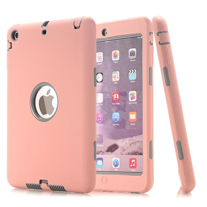 For iPad Mini 1/2/3 Retina Case 3 in1 Anti-slip Hybrid Protective Heavy Duty Rugged Shockproof Resistance Cover For iPad Mini - 200001091 Rose Gold and Gray / United States Find Epic Store