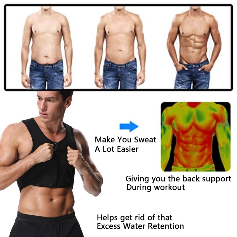 Men Neoprene Zipper Waist Trainer Vest Shapewear Body Shaper Slimming Workout Thermal Muscle Underwear Shapers Fajas Top - 200001873 Find Epic Store