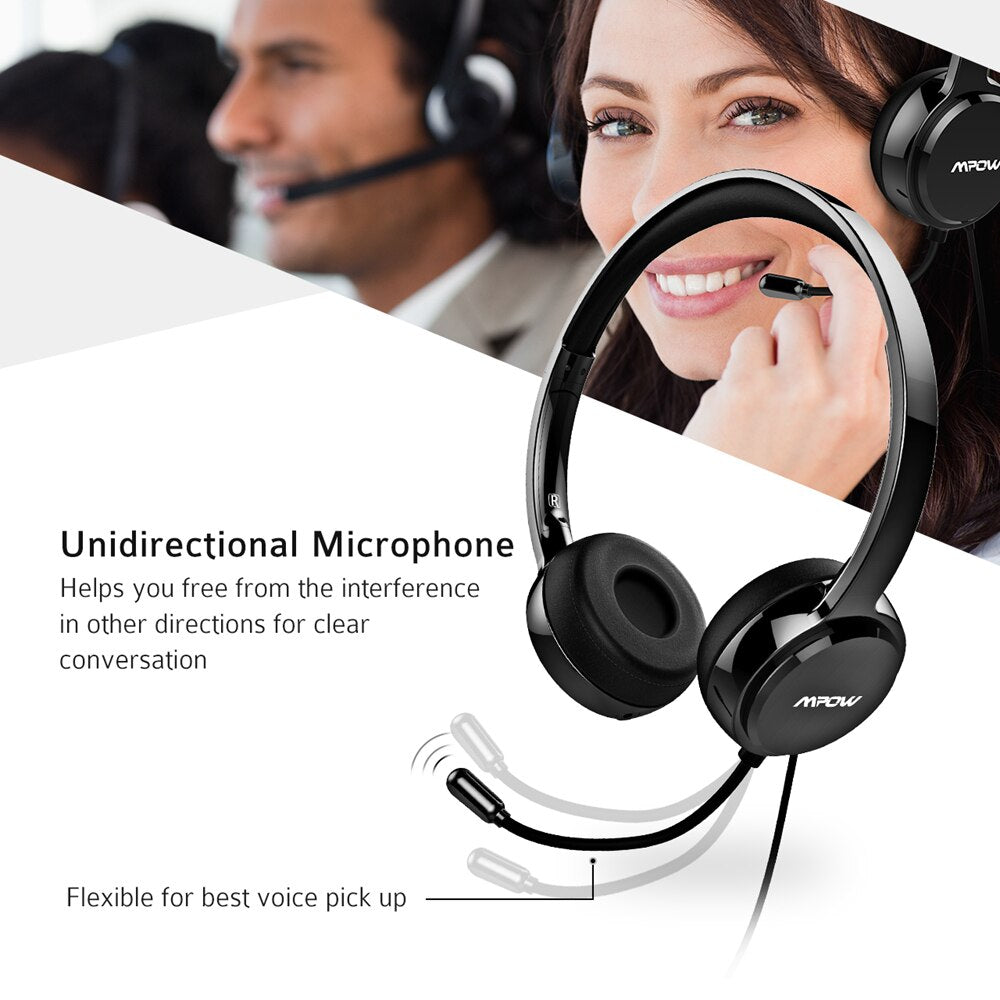 PA071 Wired Headsets Crystal Clear Sound With Mic& In-line Control Wired Headphone for Mac PC Computer Office Skype Calls - 63705 Find Epic Store