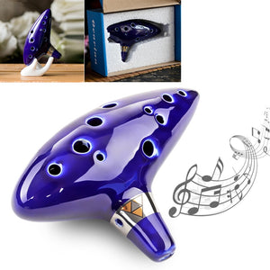 Professional 12 Hole Ocarina Ceramic Alto Tone C of Ocarina Flute Blue Instrument with Neck Strap Cord and Music Book - 200233142 Find Epic Store