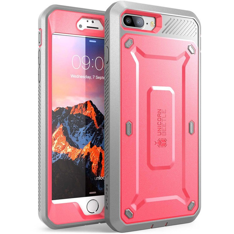 For iPhone 8 Plus Case UB Pro Series Full-Body Rugged Holster Protective Cover with Built-in Screen Protector - 380230 PC + TPU / Pink / United States Find Epic Store