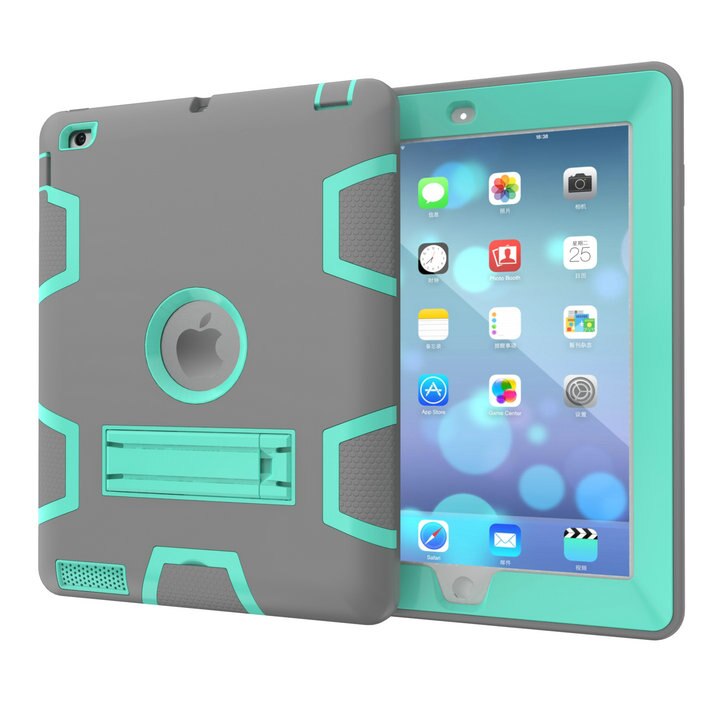 Case For Apple iPad 2 iPad 3 iPad 4 Cover High Impact Resistant Hybrid Three Layer Heavy Duty Armor Defender Full Body Protector - 200001091 Gray and Mint Green / United States Find Epic Store