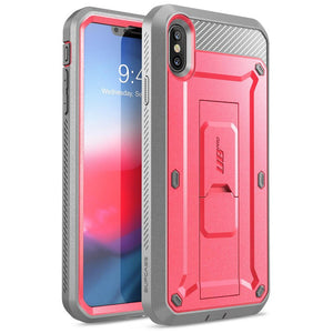 For iPhone Xs Max Case 6.5 inch UB Pro Full-Body Rugged Holster Case with Built-in Screen Protector & Kickstand - 380230 PC + TPU / Pink / United States Find Epic Store