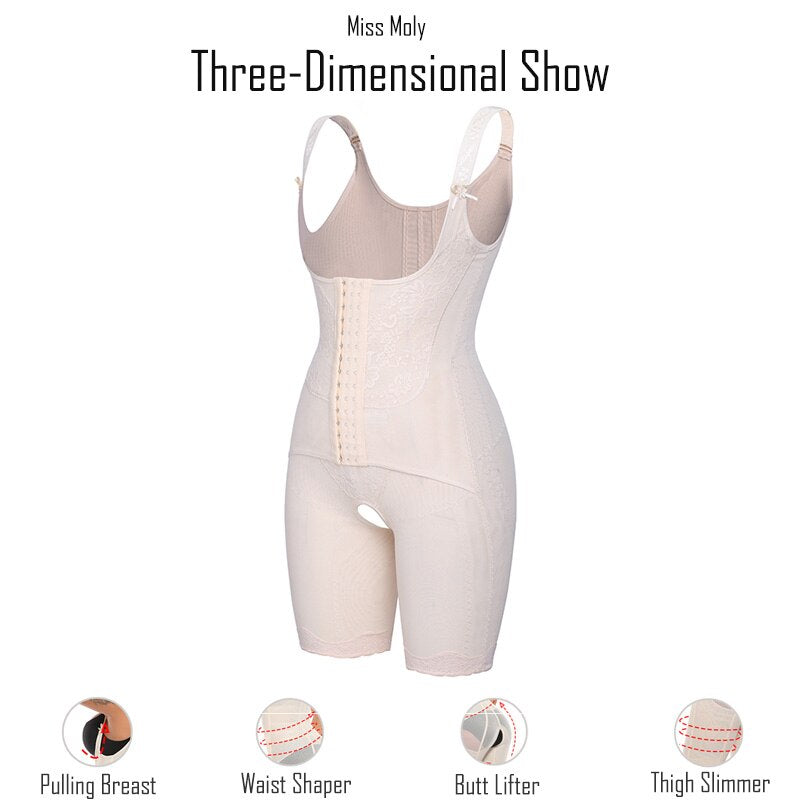 Women Full Body Shaper Seamless Thigh Corset Tummy Control Underbust Slimming Bodysuit Shapewear Powernet Waist Stomach Trainer - 31205 Beige / Aisan(M)US(S) / United States Find Epic Store