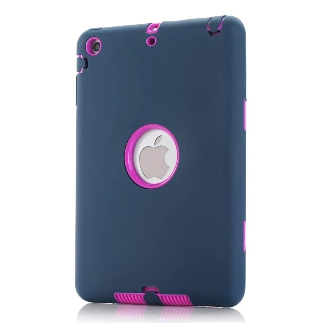 For iPad mini 1/2/3 Retina Kids Baby Safe Armor Shockproof Heavy Duty Silicone Hard Case Cover Screen Protector Film+Stylus Pen - 200001091 dark blue and rose / United States Find Epic Store